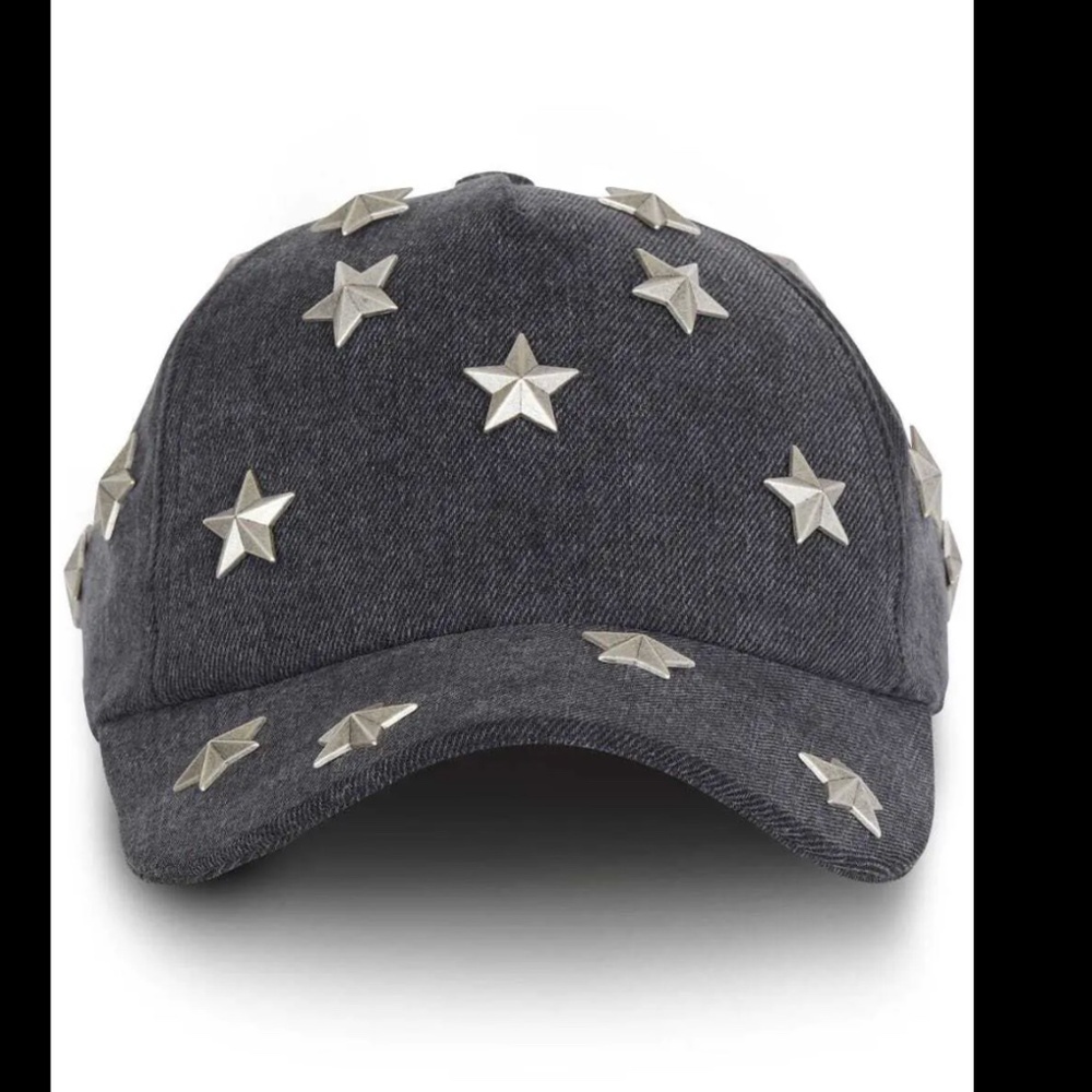 Balmain NWT denim hat w metal stars - size small